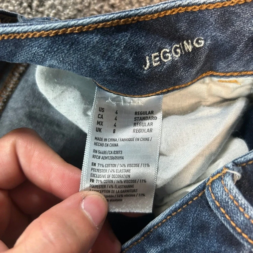 American Eagle Jegging Womens 4 Blue Excellent 360 Super Stretch Distressed